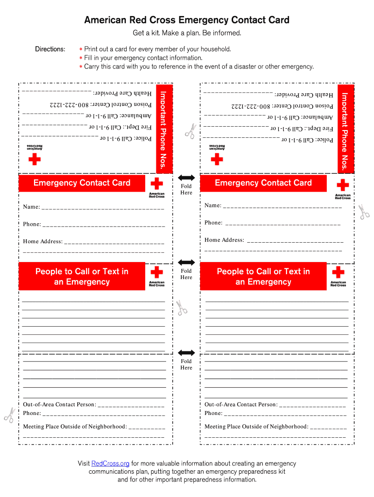 Emergency Plan - Fill Online, Printable, Fillable, Blank | Pdffiller in Free Emergency Card Template