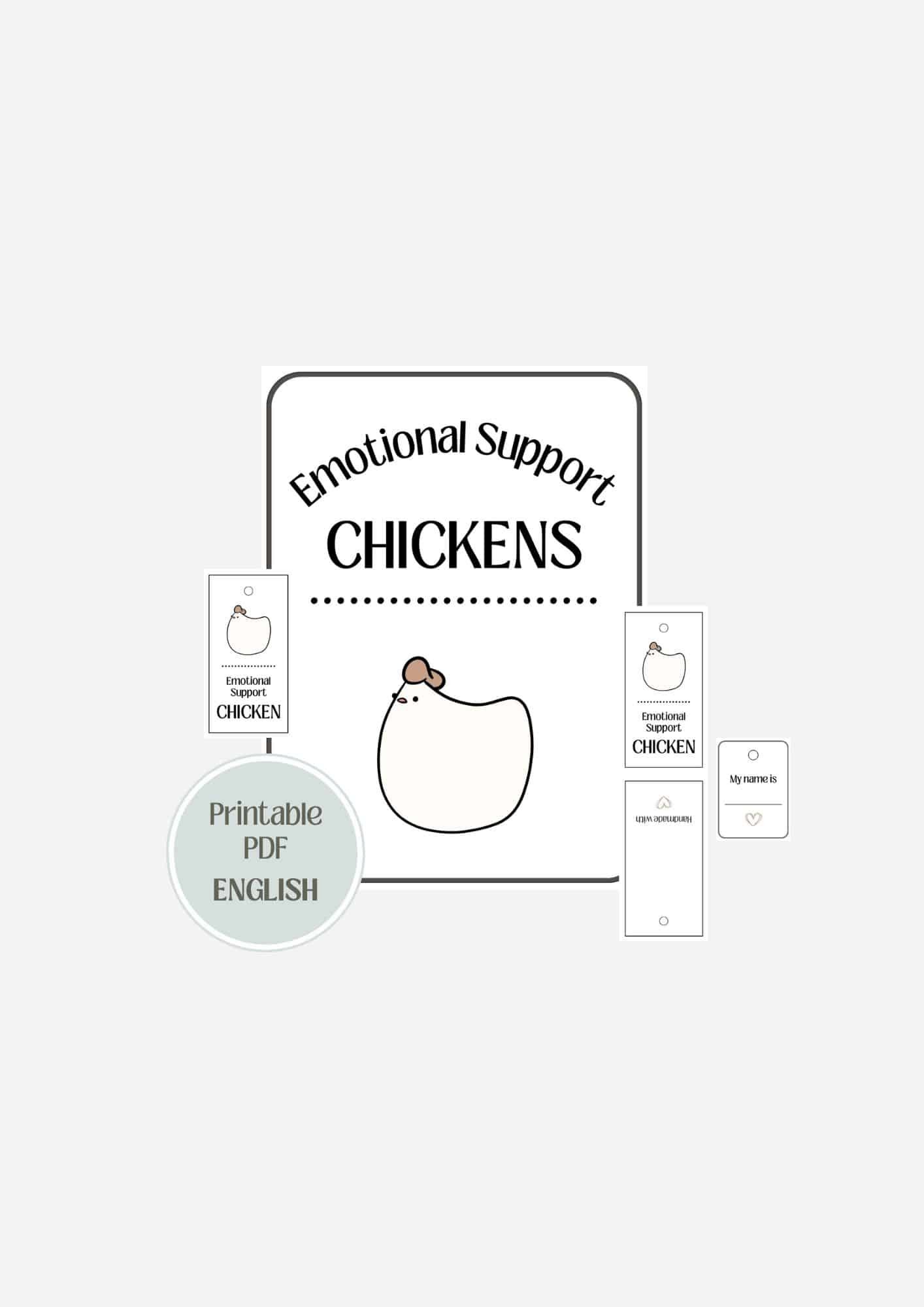 Emotional Support Mabel Chicken™ Kit Printable Pdf (English And pertaining to Simple Emotional Support Chicken Pattern Free Printable