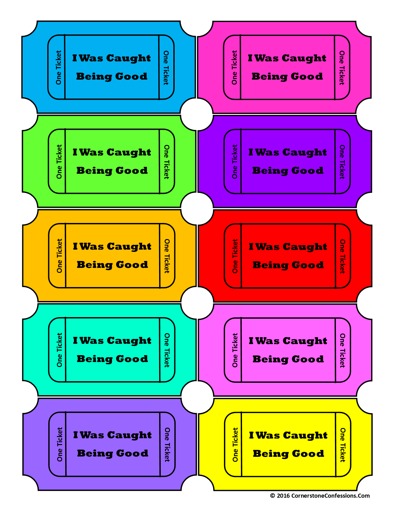 Encourage Positive Behavior With Tickets for Free Caught Being Good Printables