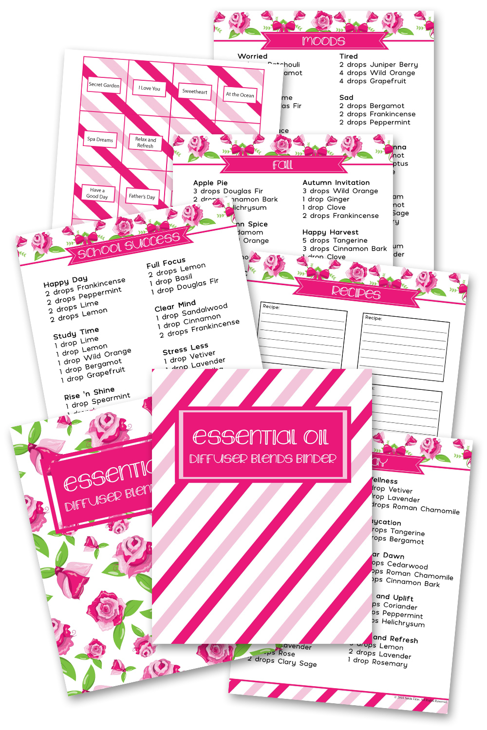 Essential Oil Recipes - 200+ Essential Oil Diffuser Blends Binder for Free Essential Oil Binder Printables