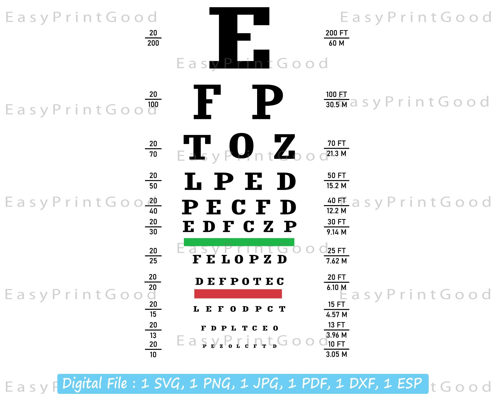 Eye Chart Svg, Eye Test Chart For Office Svg, Vision Test Svg, Eye for Ca Dmv Eye Chart Printable