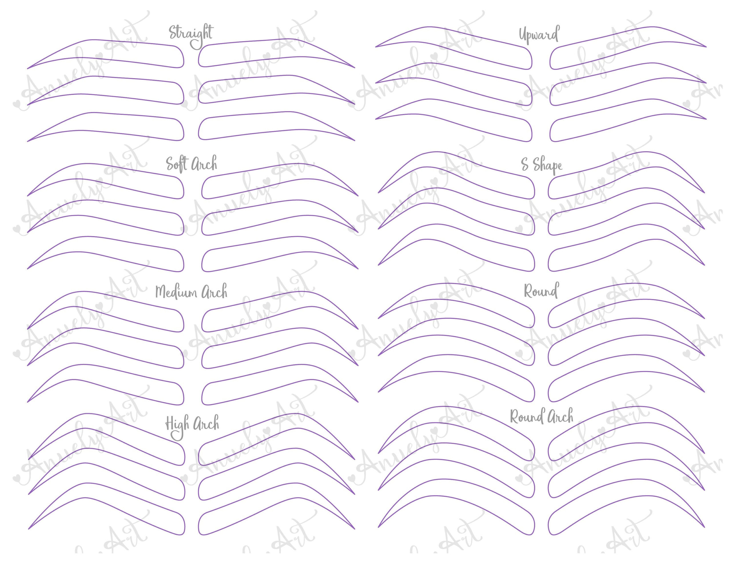 Eyebrows Png + Eps , Beauty, Eyebrow Clipart, Microblading Pattern intended for Free Printable Eyebrow Stencils