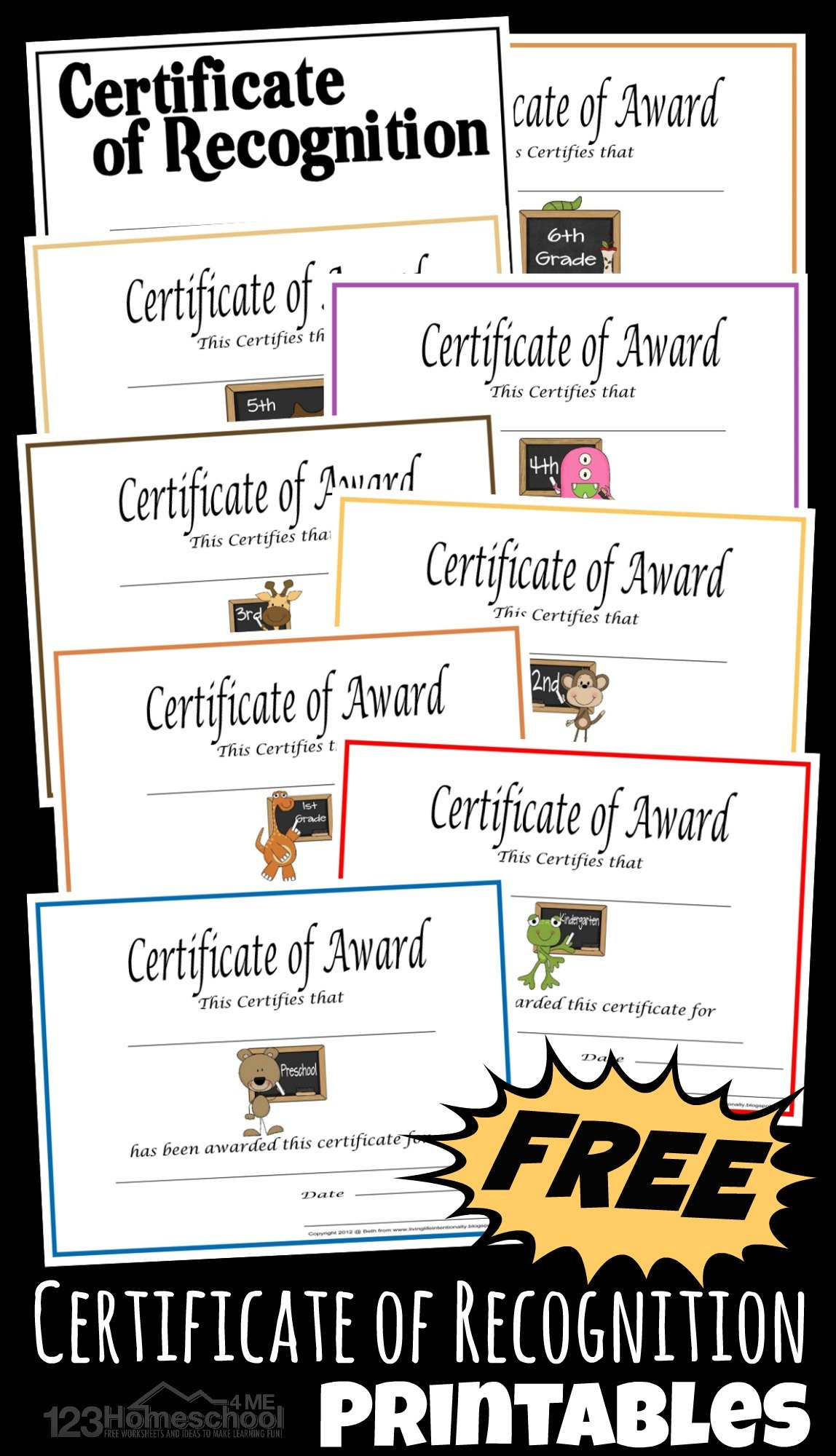 🏆 Free Printable Homeschool Certificate within 123 Certificates Printables Free