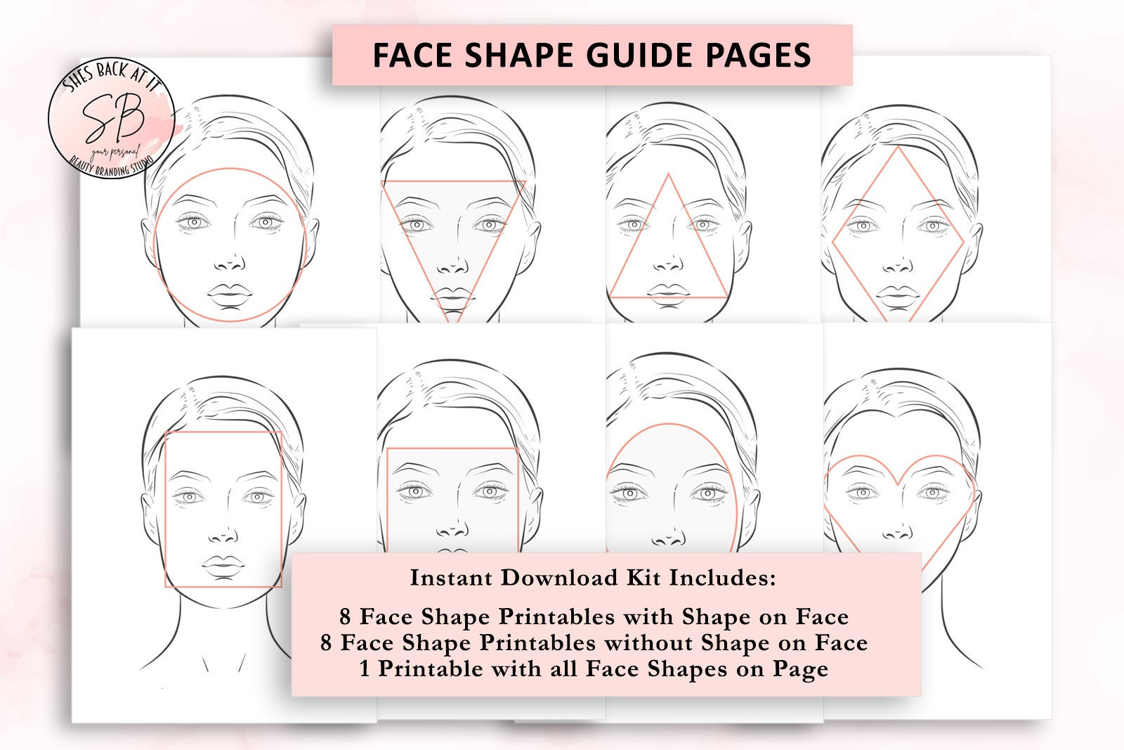 Face Chart Note - Etsy Canada pertaining to Face Shape Chart Printable