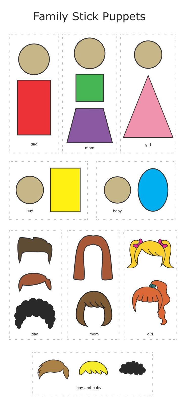 Family Puppets - 10 Free Pdf Printables | Printablee for Free Printable Stick Puppet Patterns