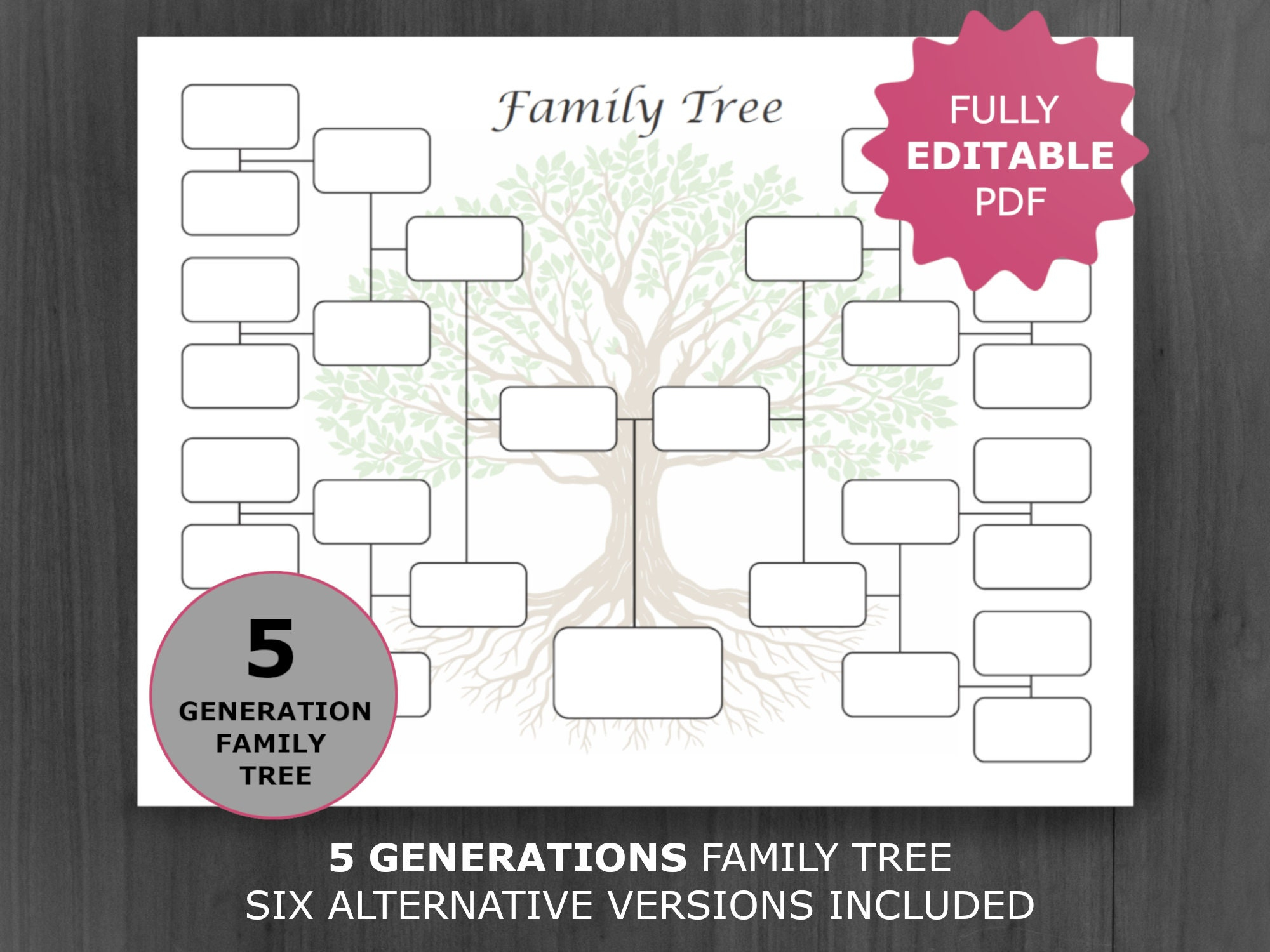 Family Tree Chart 5 Generations. Printable And Editable Family for Free Printable 5 Generation Family Tree