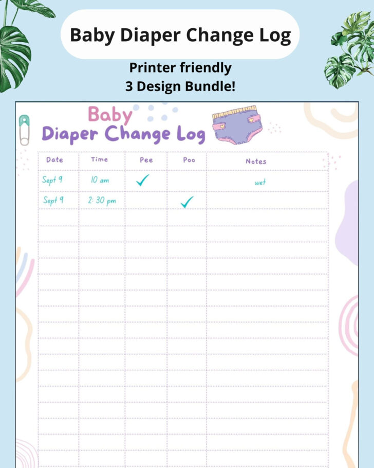 Free Printable Diaper Changing Log