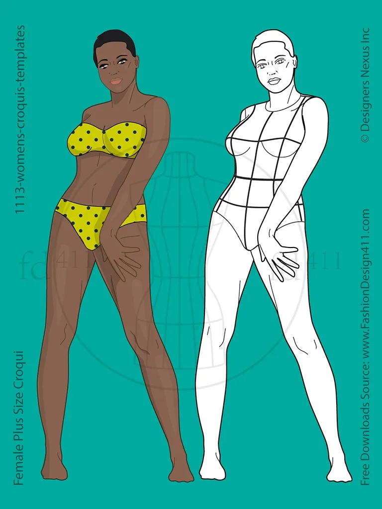 Female Fashion Croqui Templates throughout Free Printable Fashion Model Templates