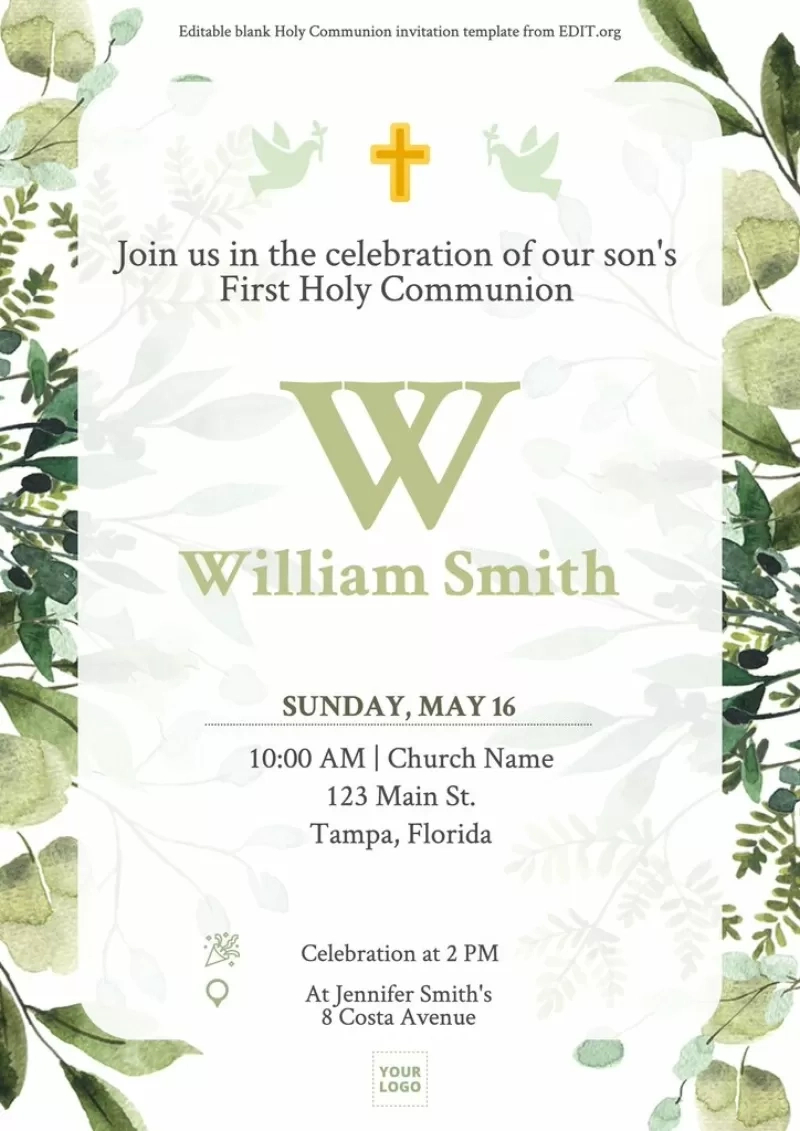 First Communion Invitation Templates intended for Free Printable Communion Cards