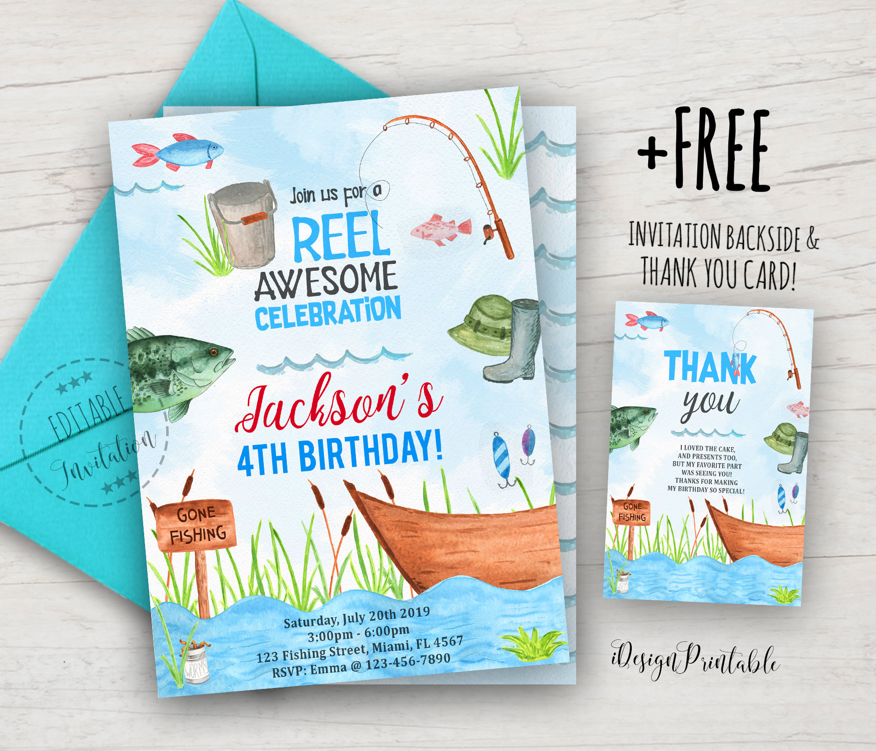 Fishing Invitation, Fishing Birthday Invitation Printable, Gone regarding Free Printable Fishing Birthday Invitations