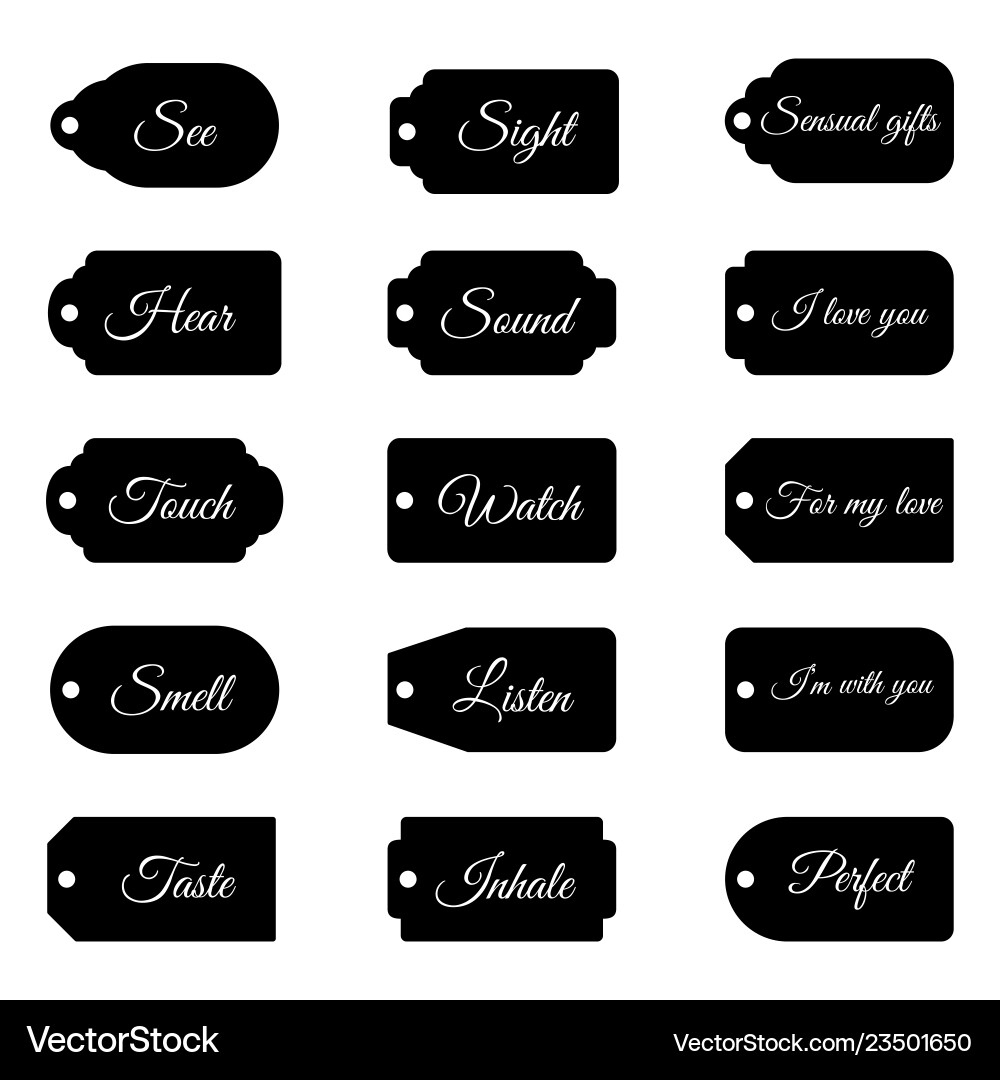Five Senses Gift Tags And Card Flat Royalty Free Vector throughout Five Senses Gift Tags Free Printables