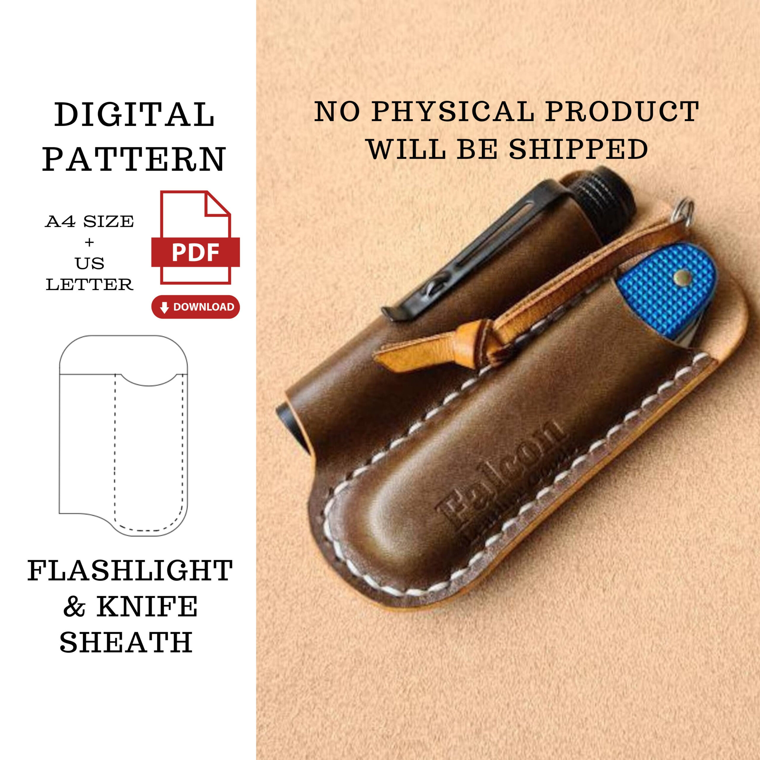 Flashlight &amp;amp; Knife Sheath Pdf Pattern,Flashlight And Knife with Printable Leather Knife Sheath Patterns