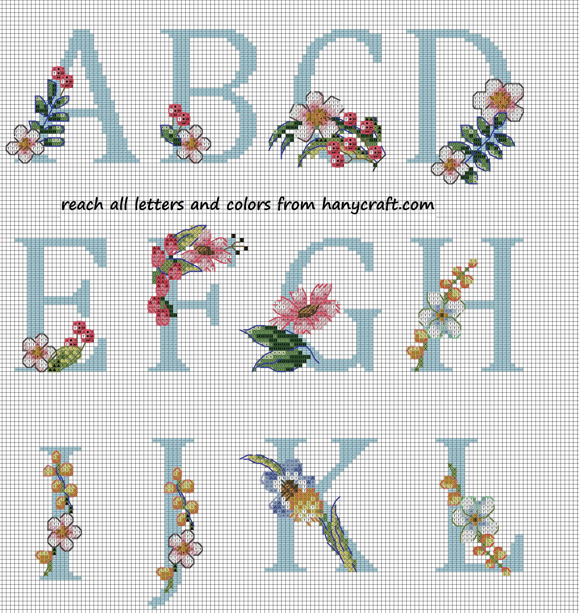 Flower Crossstitch Letters Patterns Free - Hany Crafts pertaining to Free Printable Alphabet Cross Stitch Patterns