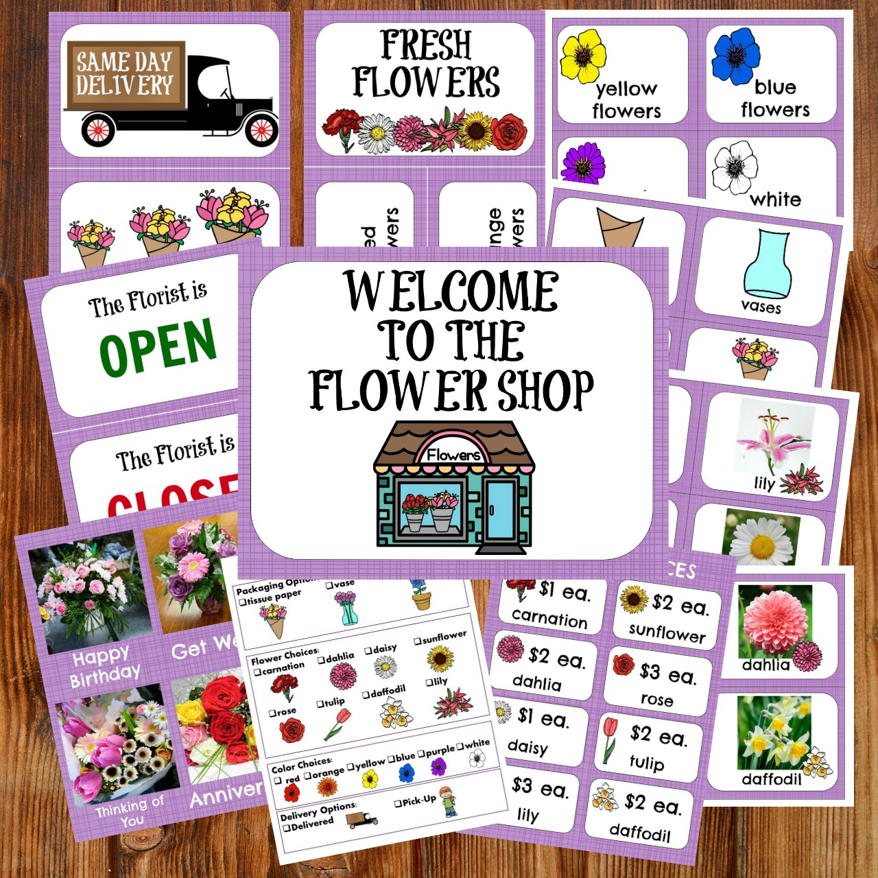 Flower Shop Dramatic Play Pack inside Free Preschool Flower Shop Printables