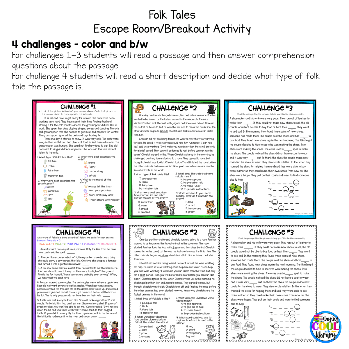 Folktales - Print Breakout Escape Activity - Staying Cool In The in Free Printable Folktales