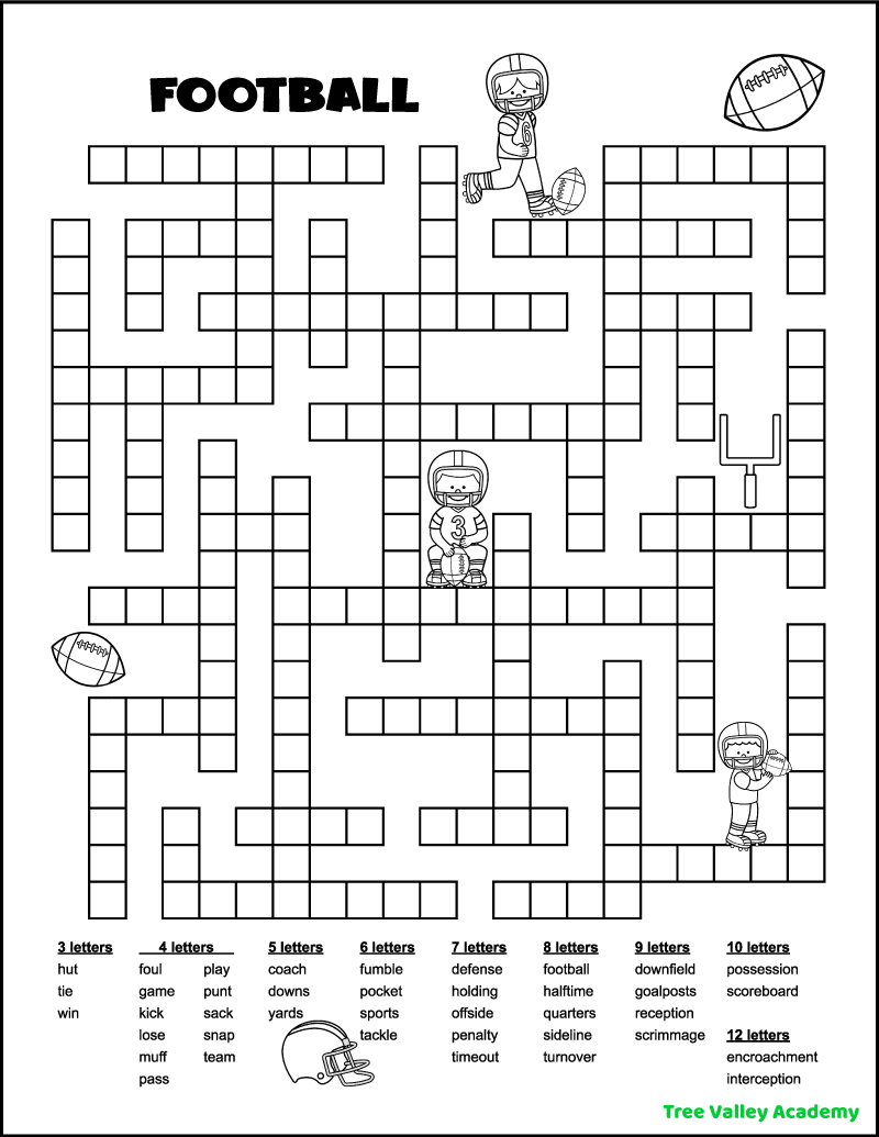 Football Fill In Word Puzzles - Tree Valley Academy with regard to Free Printable Word Fill In Puzzles