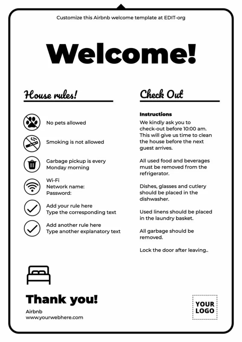 Free Airbnb Welcome Book Templates throughout Airbnb Templates Free Download