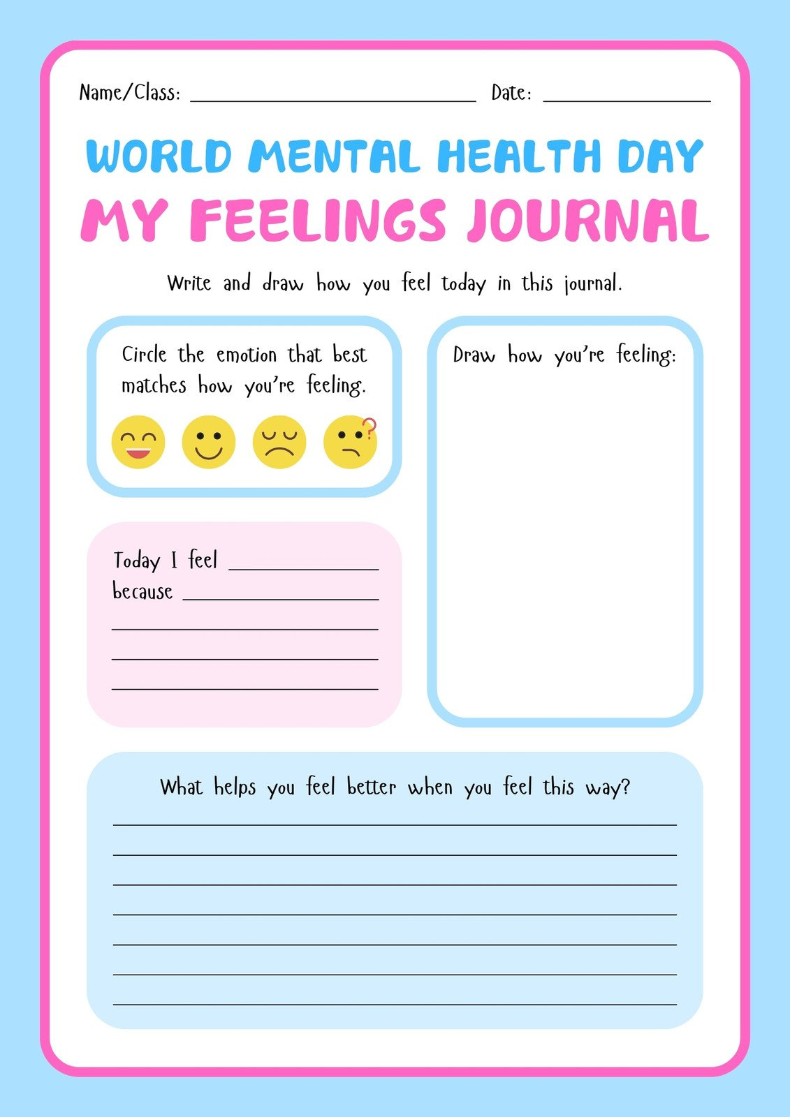 Free And Customizable Mental Health Templates within Free Mental Health Printables