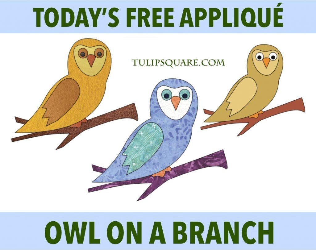 Free Appliqué Pattern - Owl On A Branch - Tulipsquare with Free Printable Owl Applique Pattern