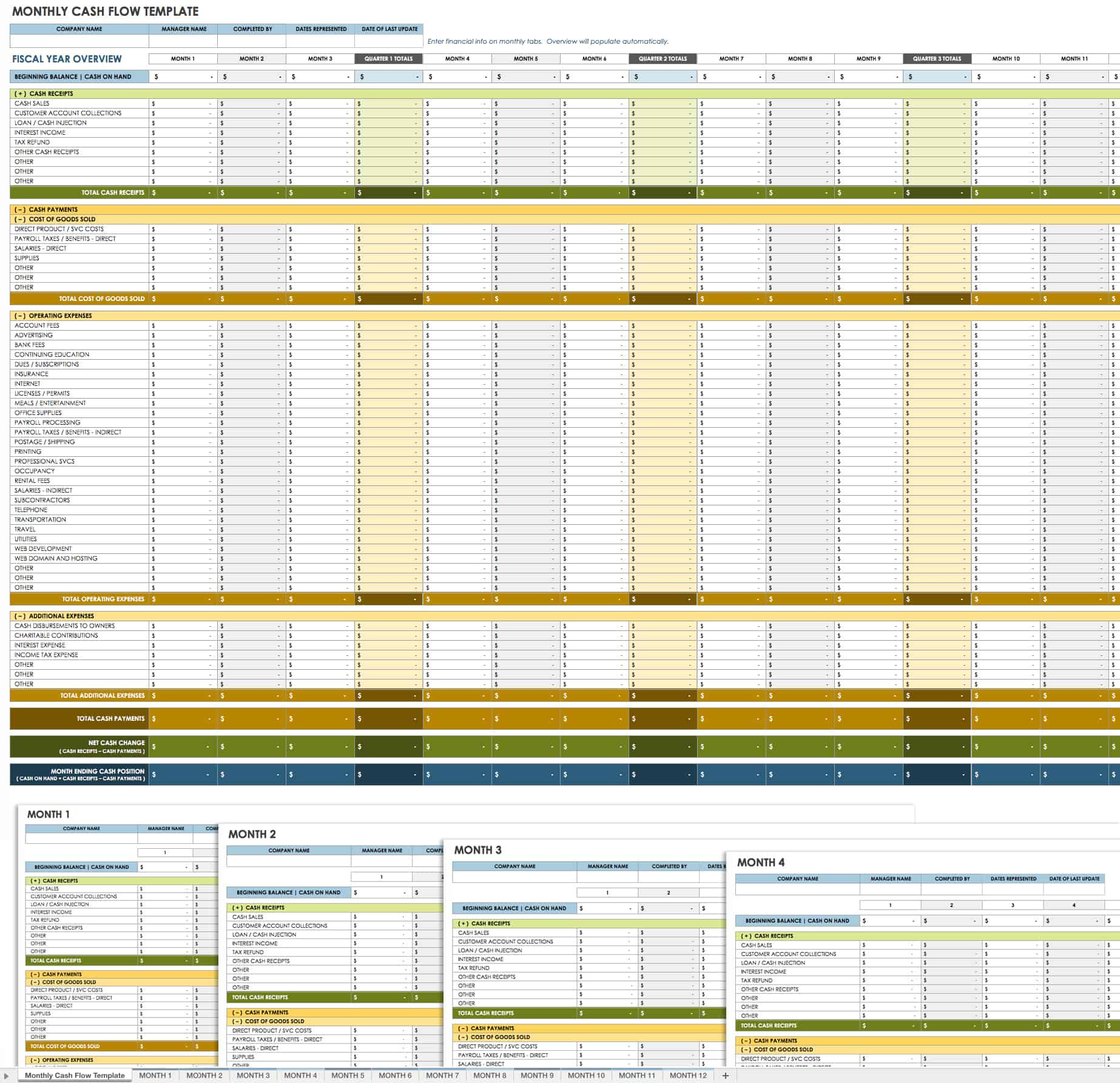 Free Cash Flow Statement Templates | Smartsheet in Free Cash Up Sheet Template