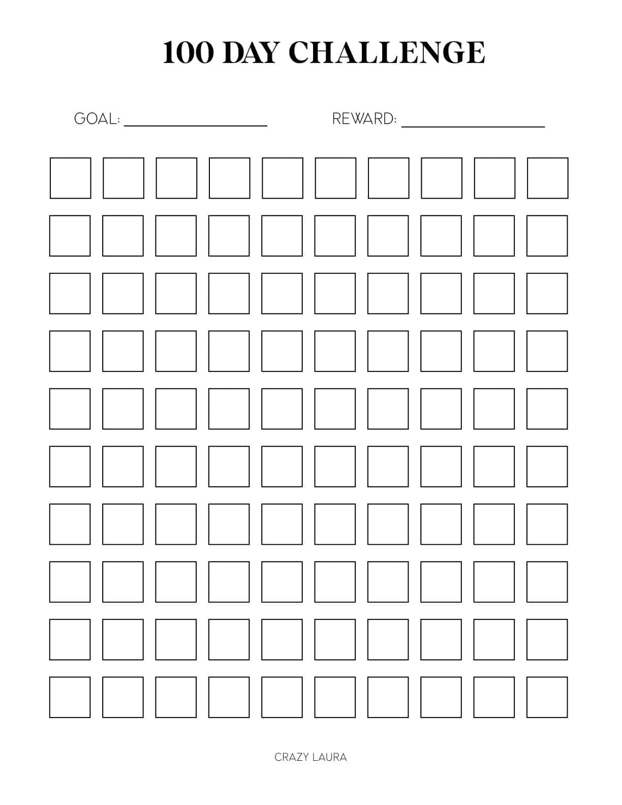 Free Challenge Tracker Printable With 30 &amp;amp; 100 Day Pages pertaining to 100 Day Chart Printable