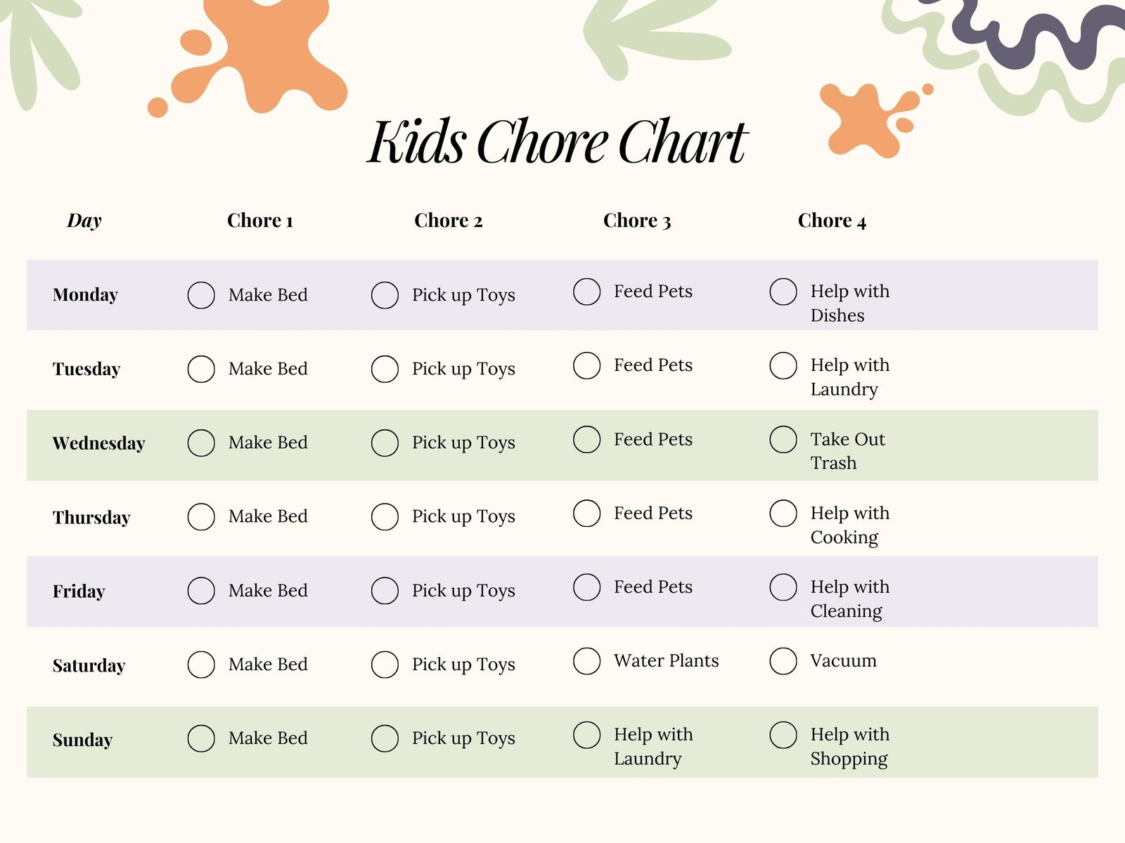 Free Customizable Chore Chart Templates To Print | Canva for Behavior Chore Chart Printable
