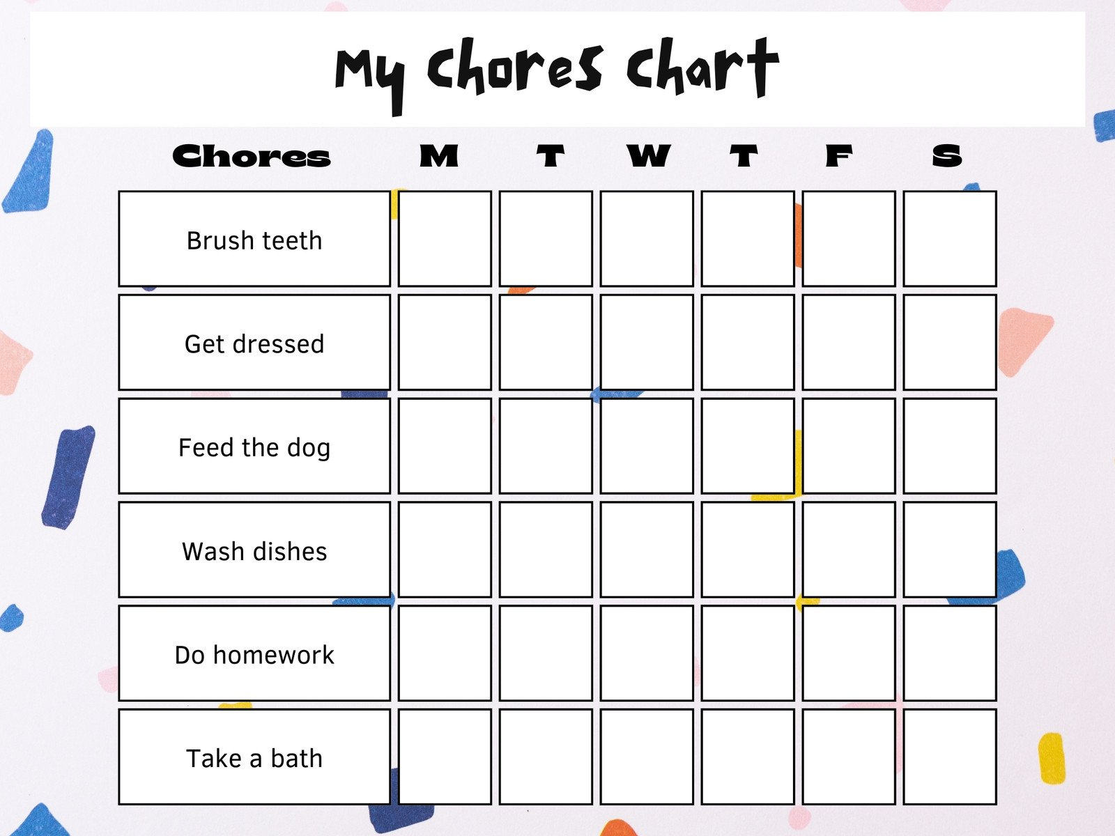 Free Customizable Chore Chart Templates To Print | Canva with Weekly Chore Chart Printable