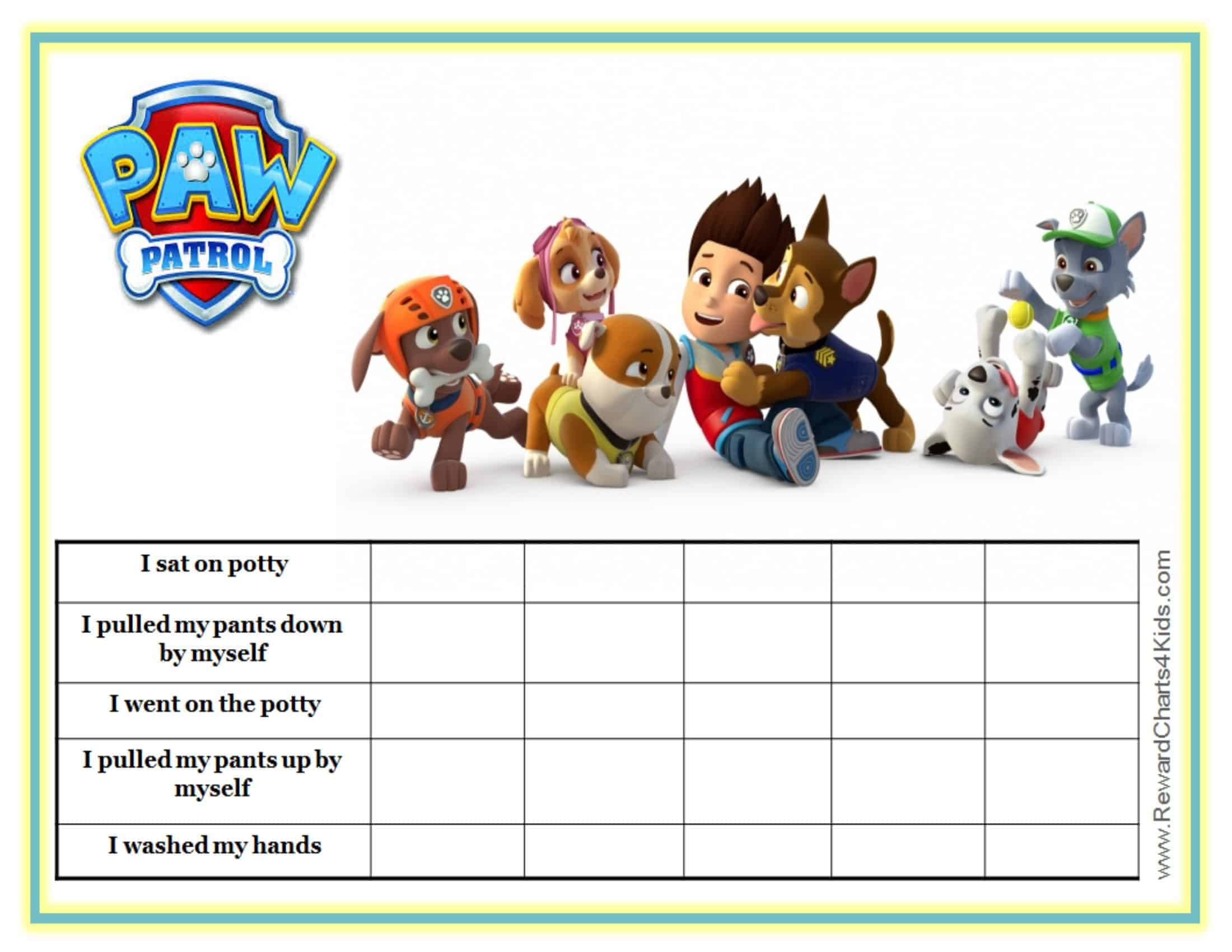 Free Customizable Paw Patrol Charts | Instant Download intended for Paw Patrol Reward Chart Printable Free