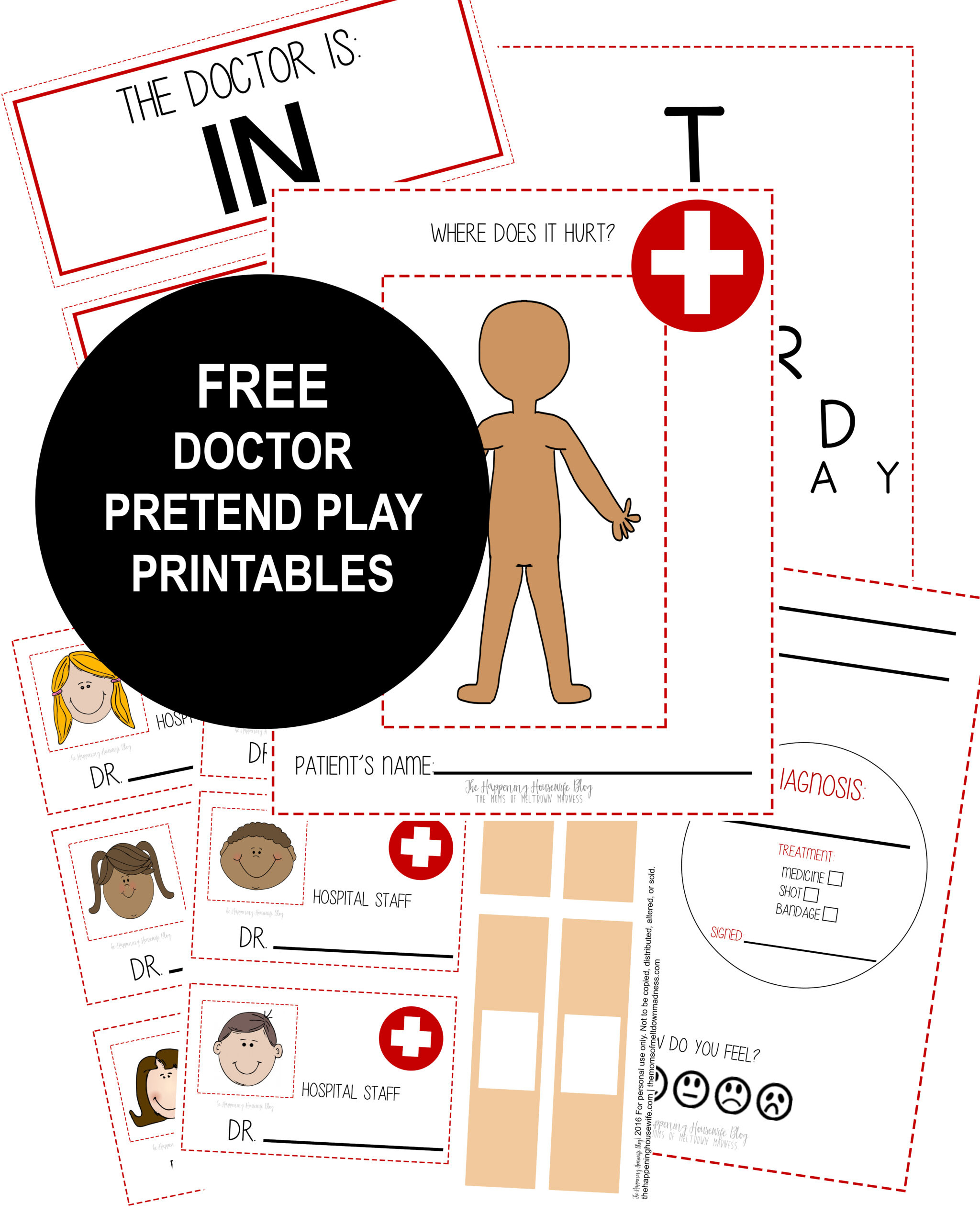 Free Doctor Play Set Printables - Steph Leighworthy with Free Doctor Dramatic Play Printables