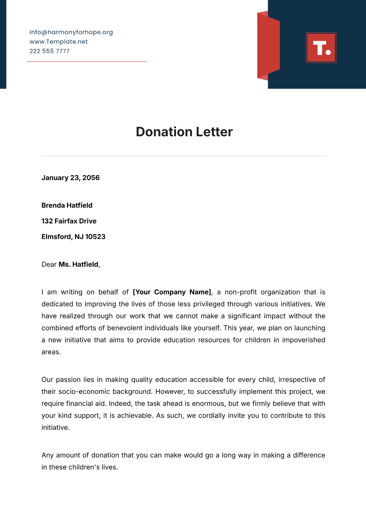 Free Donation Letter Templates, Editable And Printable regarding Free Printable Donation Letters