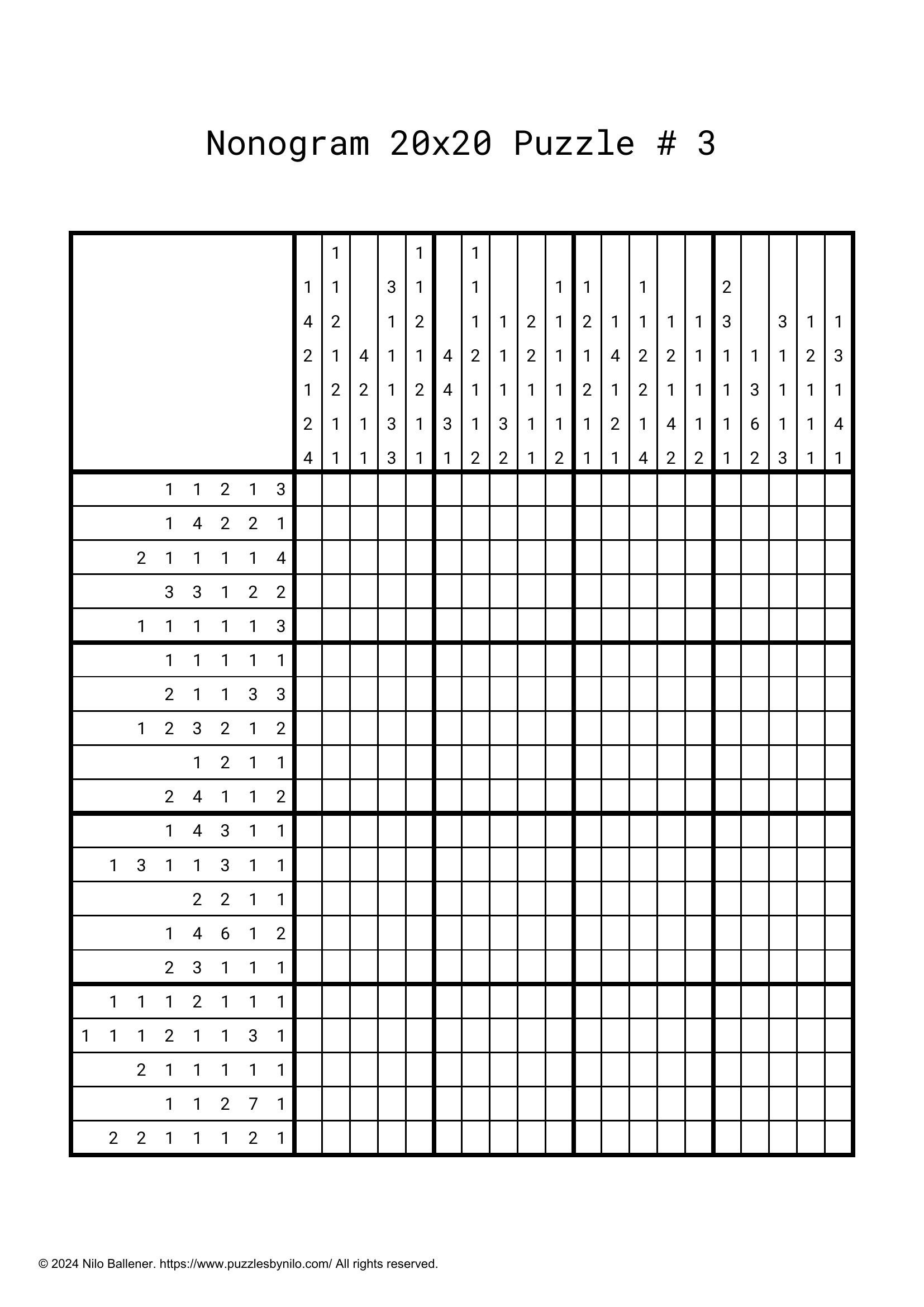 Free Downloadable Nonogram Puzzle Large # 3 — Puzzlesnilo with regard to Free Printable Nonograms