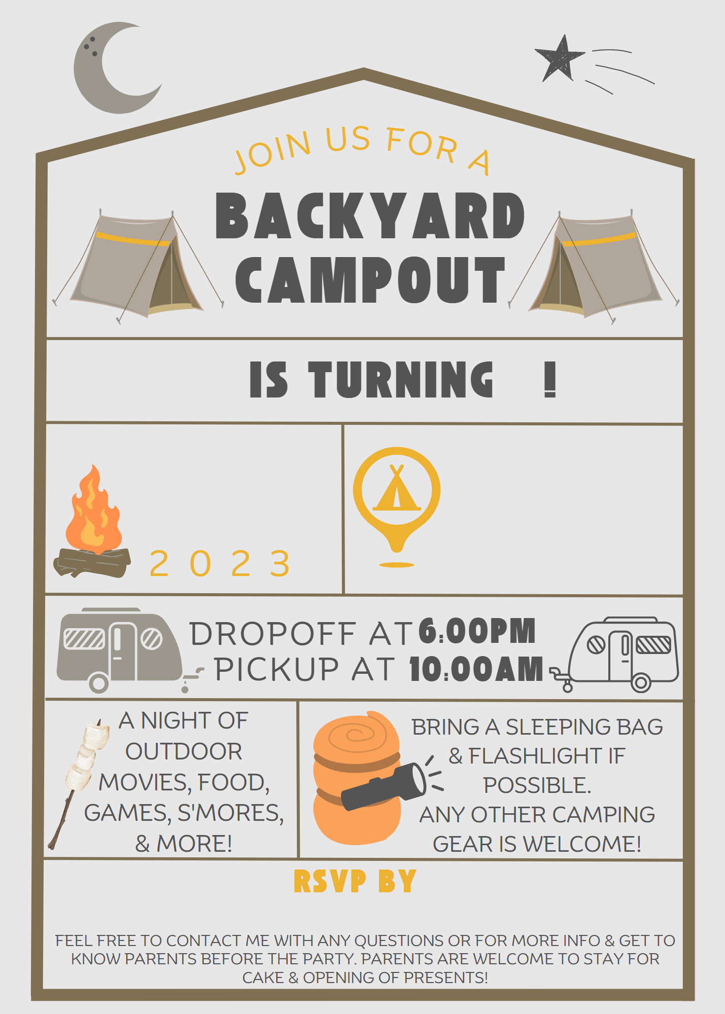 Free E-Vite Or Printable Backyard Campout Birthday Invitation within Free Printable Camping Themed Birthday Invitations