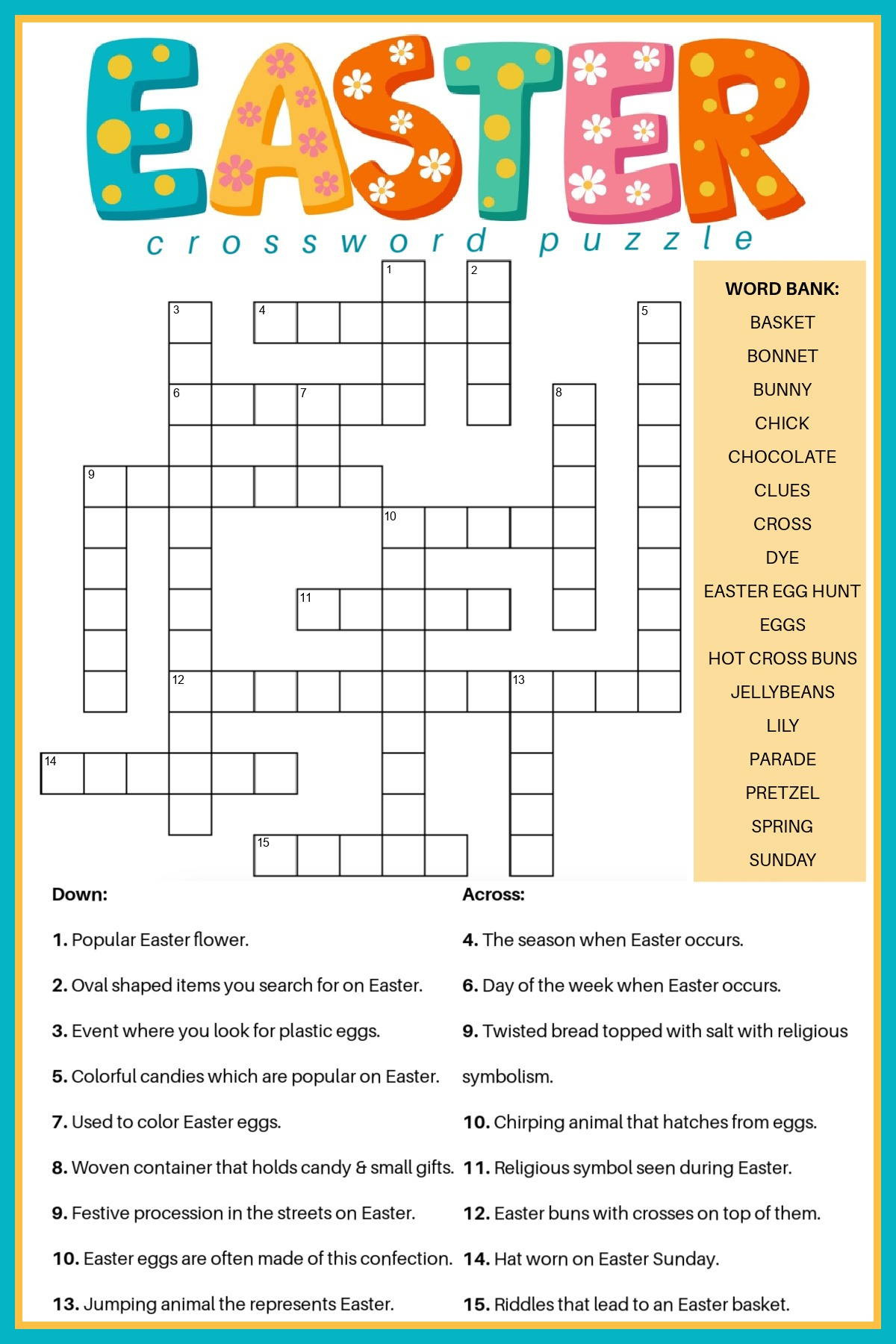 Free Easter Crossword Puzzle Printable - 2 Versions &amp;amp; Answer Key within Easter Crossword Puzzle Free Printable