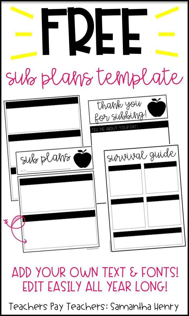Free, Editable Substitute Plans Template with regard to Free Substitute Lesson Plan Template