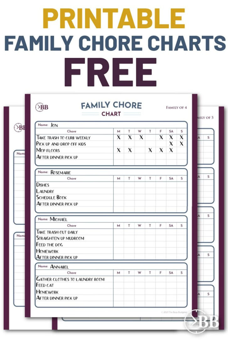 Weekly Family Chore Chart Printable