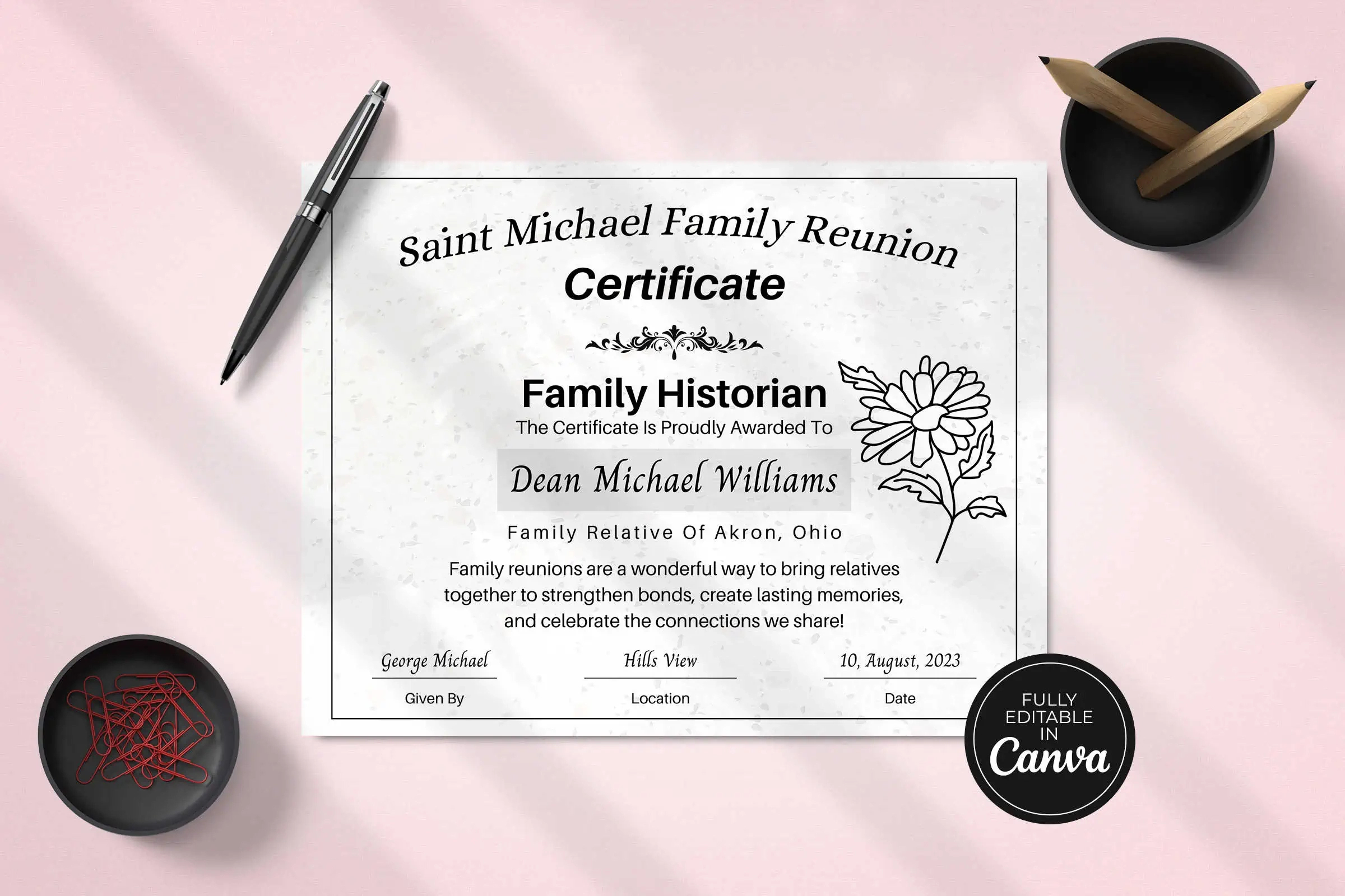 Free Family Reunion Awards Canva Certificate | Snapybiz with Free Printable Family Reunion Award Certificates