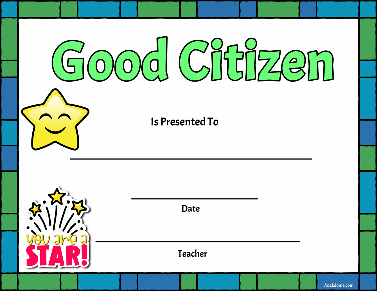 Free, Fast Student Award Generator | Good Citizen with Free Printable Good Citizen Certificates