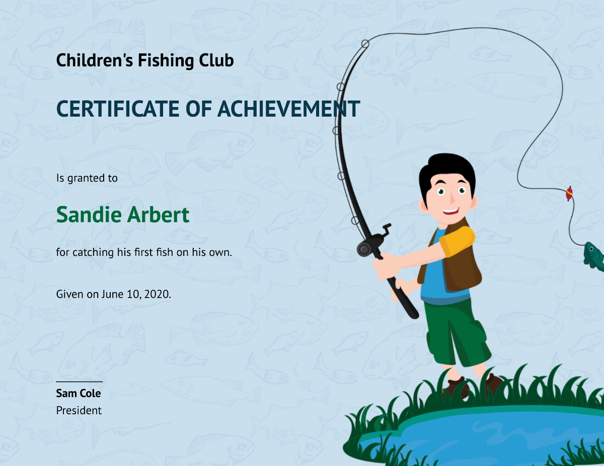 Free First Fish Kid Certificate Template To Edit Online for Free Fishing Certificate Templates