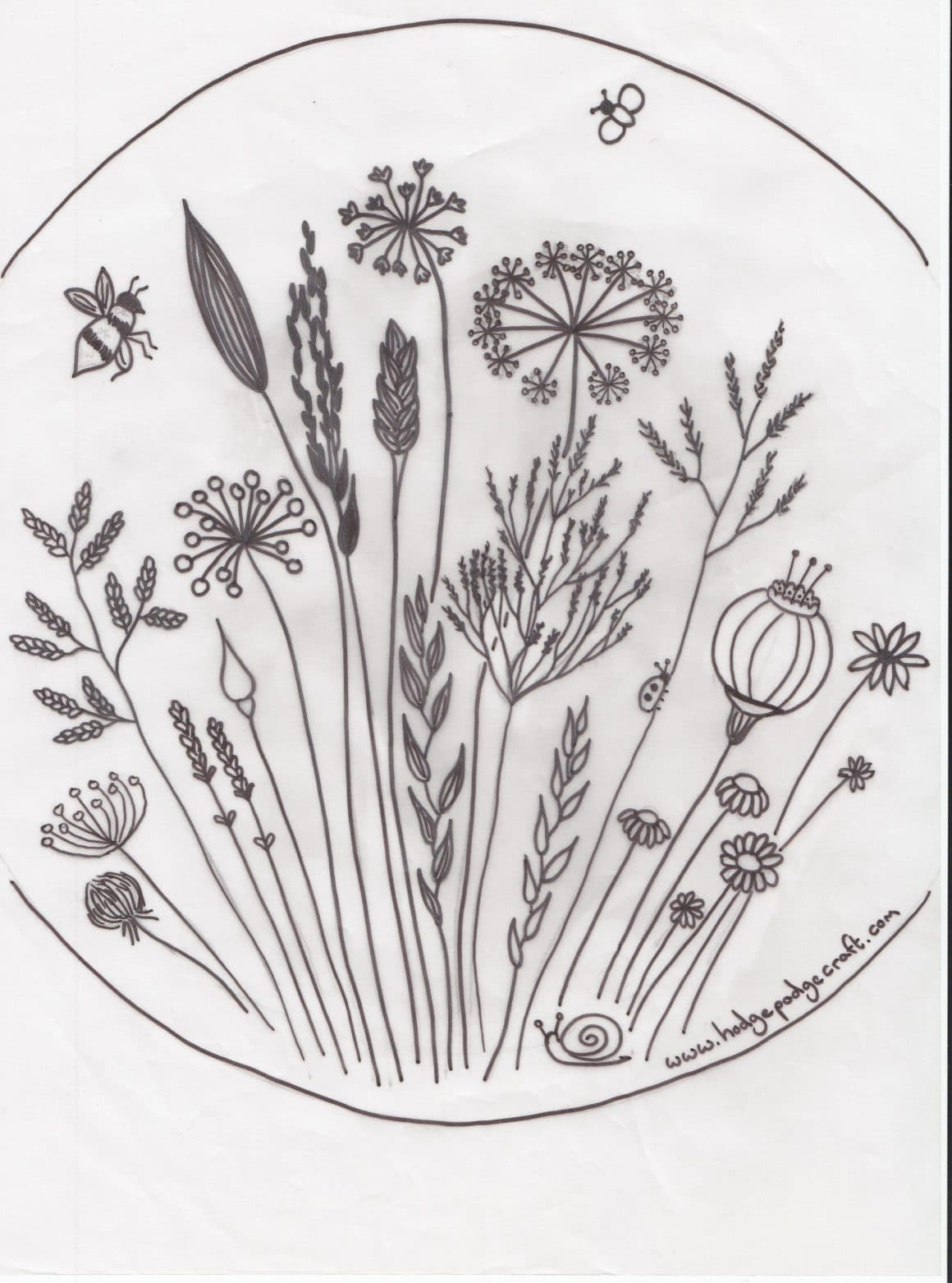 Free Floral Meadow Embroidery Pattern – Hodgepodgecraft with Free Printable Wildflower Stitchery Patterns