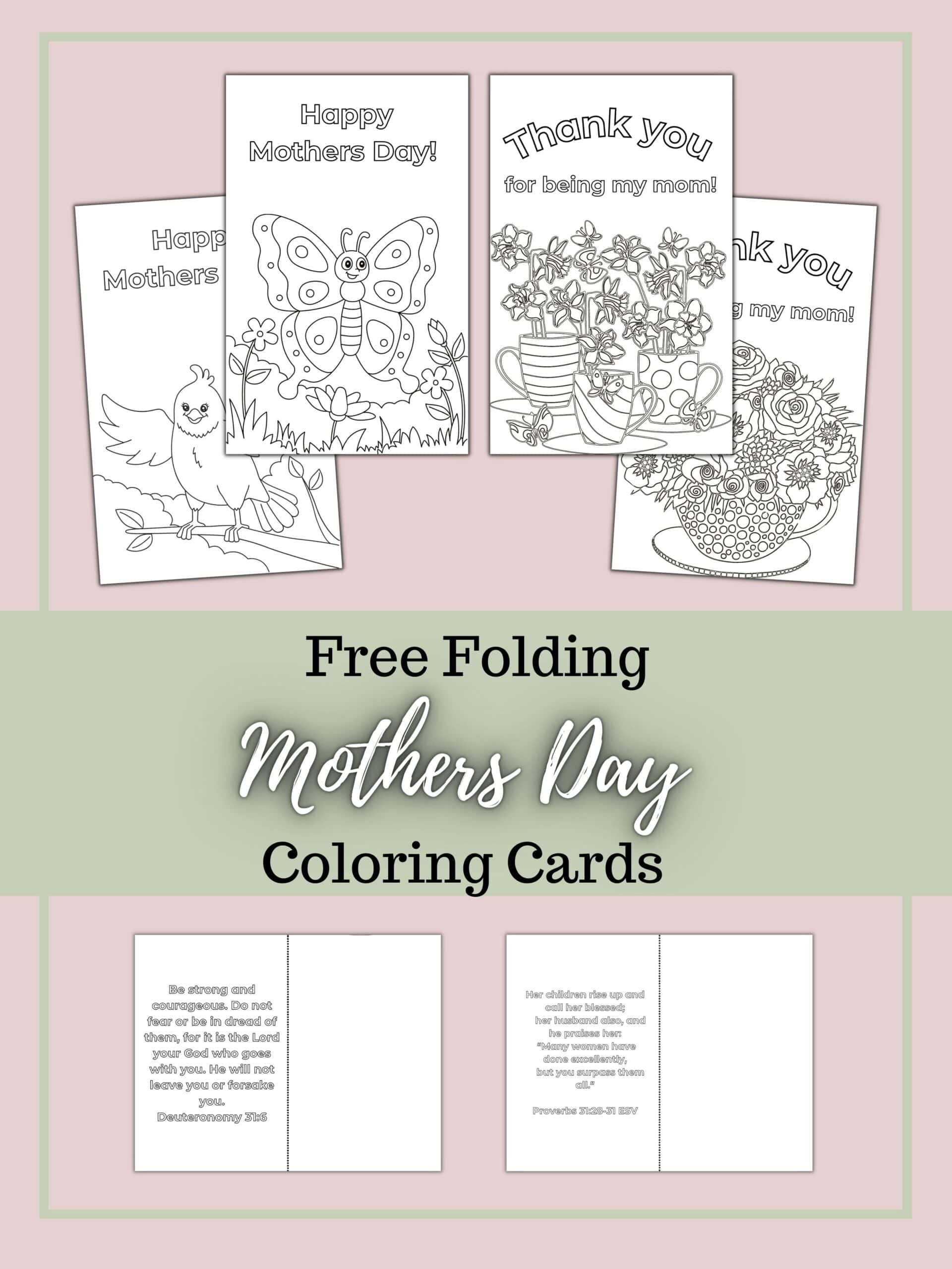 Free Folding Mother&amp;#039;S Day Coloring Cards | Healing Home for Free Christian Mothers Day Printables
