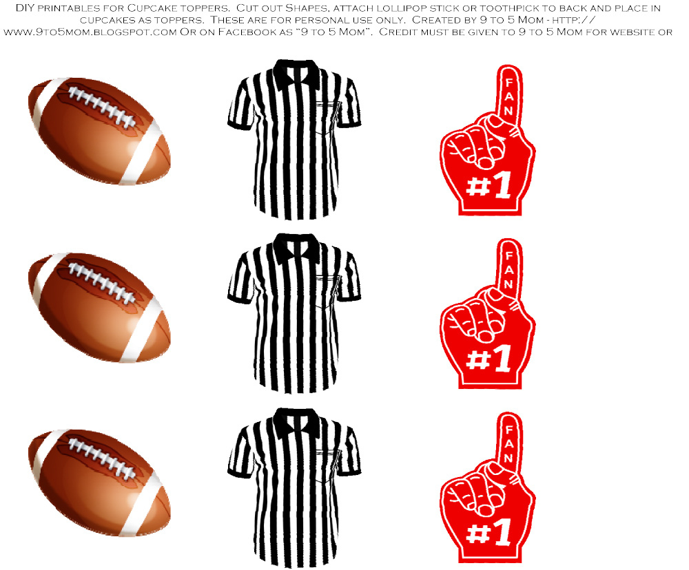 Free Football Tailgater Printables From 9 To 5 Mom | Catch My Party for Free Printable Football Cupcake Toppers
