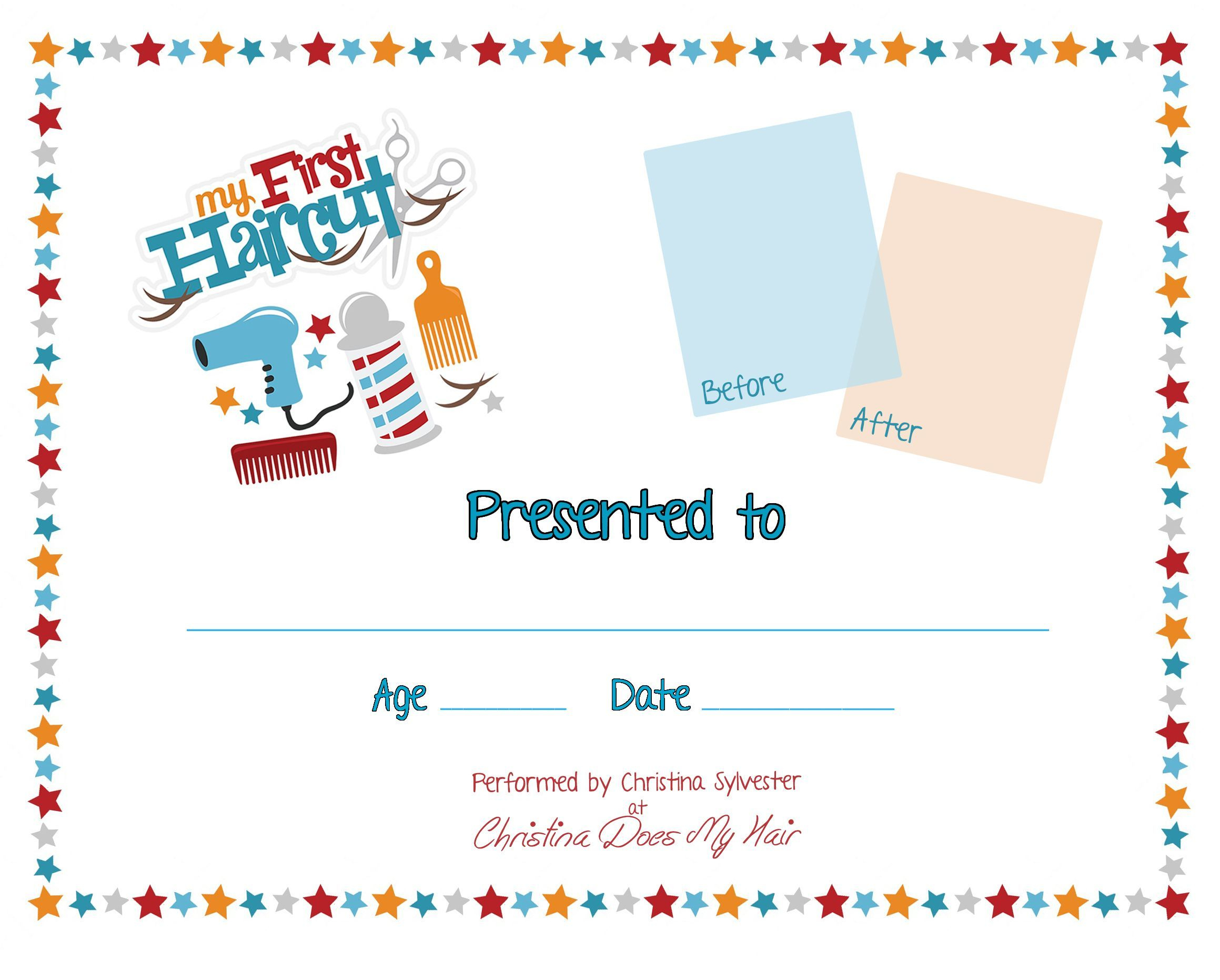 Free Free Printable Haircut Certificates, Download Free Free regarding Free Printable 1St Haircut Certificate