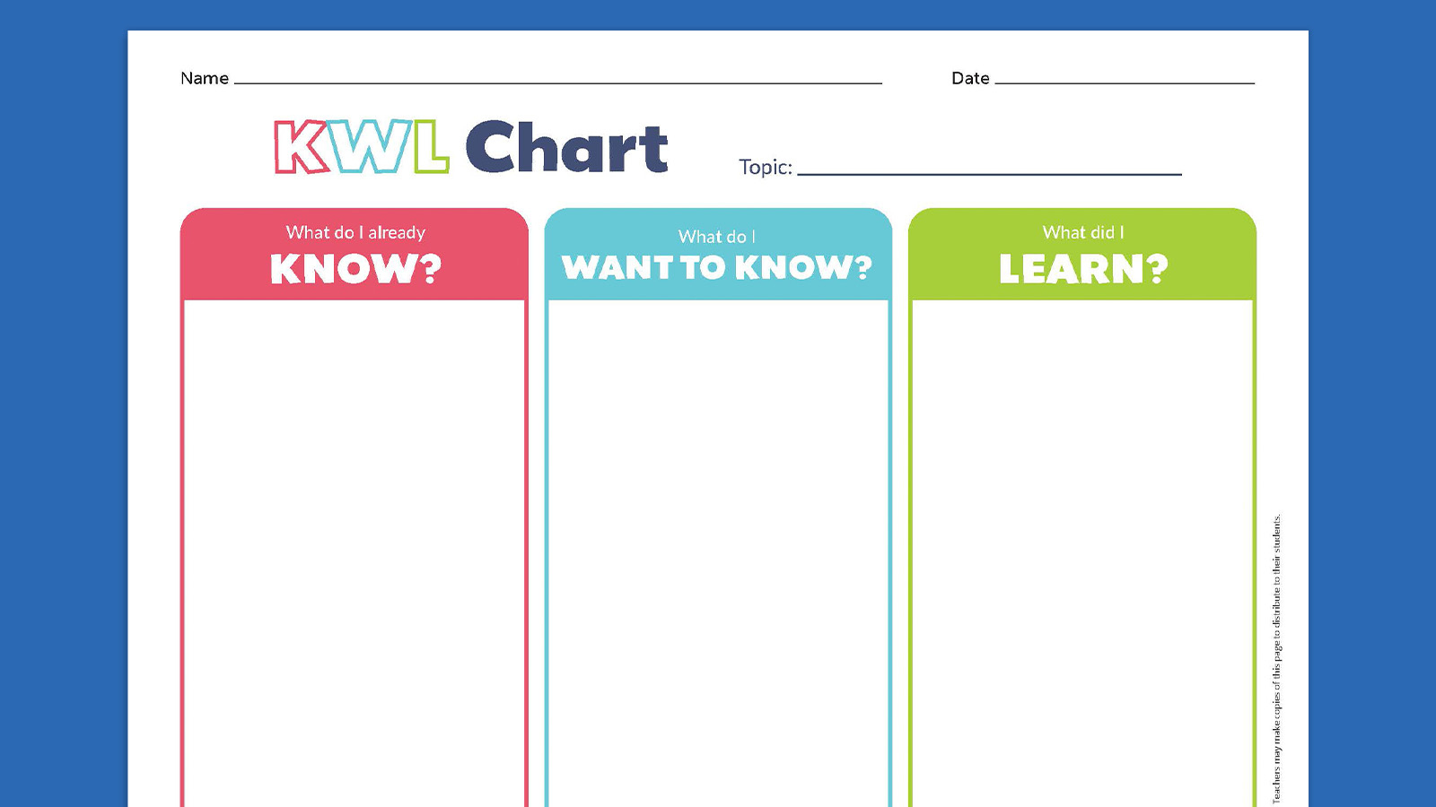 Free Kwl Chart Printable Bundle (Includes Kwlq And Kwhlaq) throughout K W L Chart Printable