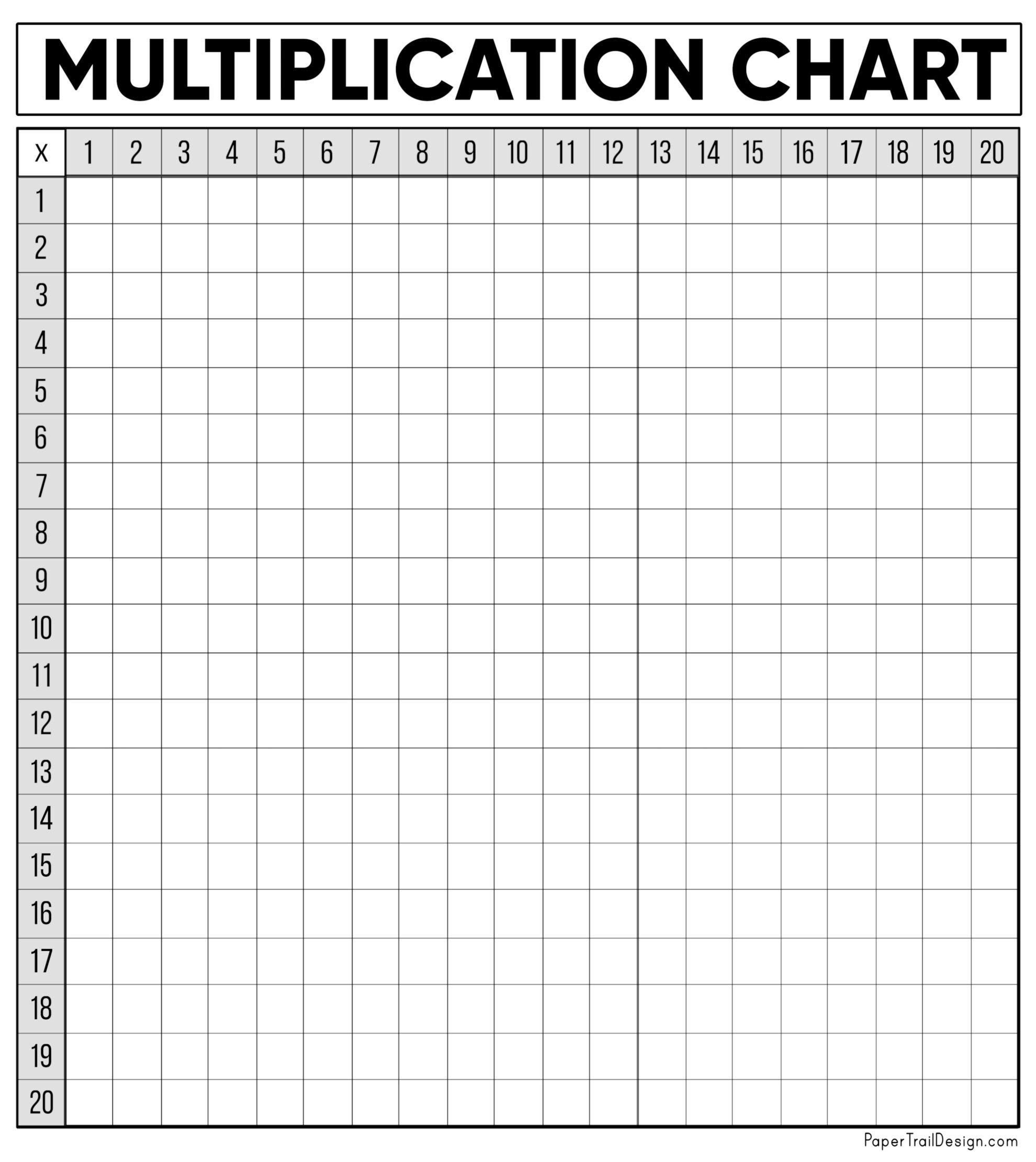 Free Multiplication Chart Printable - Paper Trail Design intended for Times Table Chart Printable Fill In