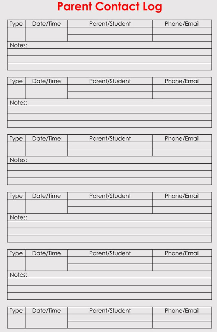 Free Printable Parent Information Sheet