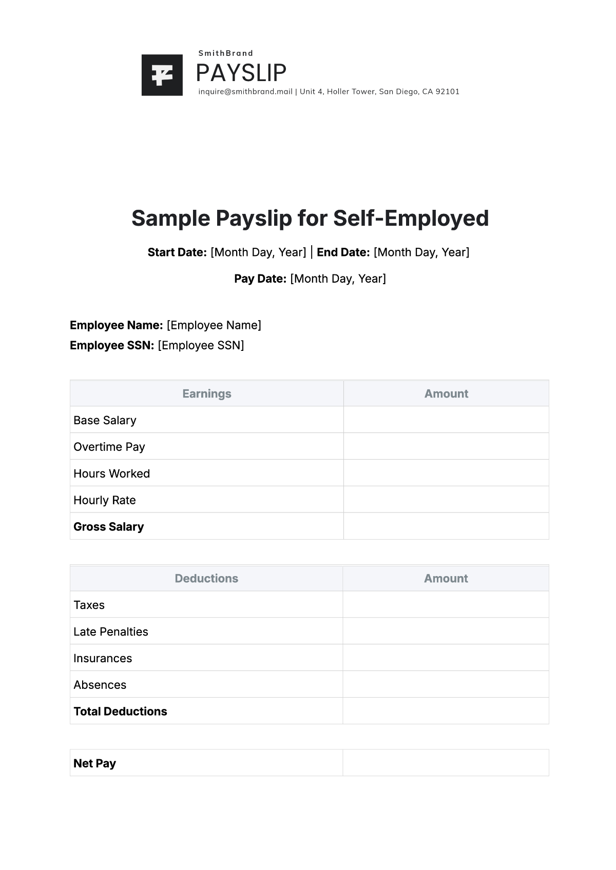 Free Payslip Template To Edit Online for Free Payslip Template Excel Uk