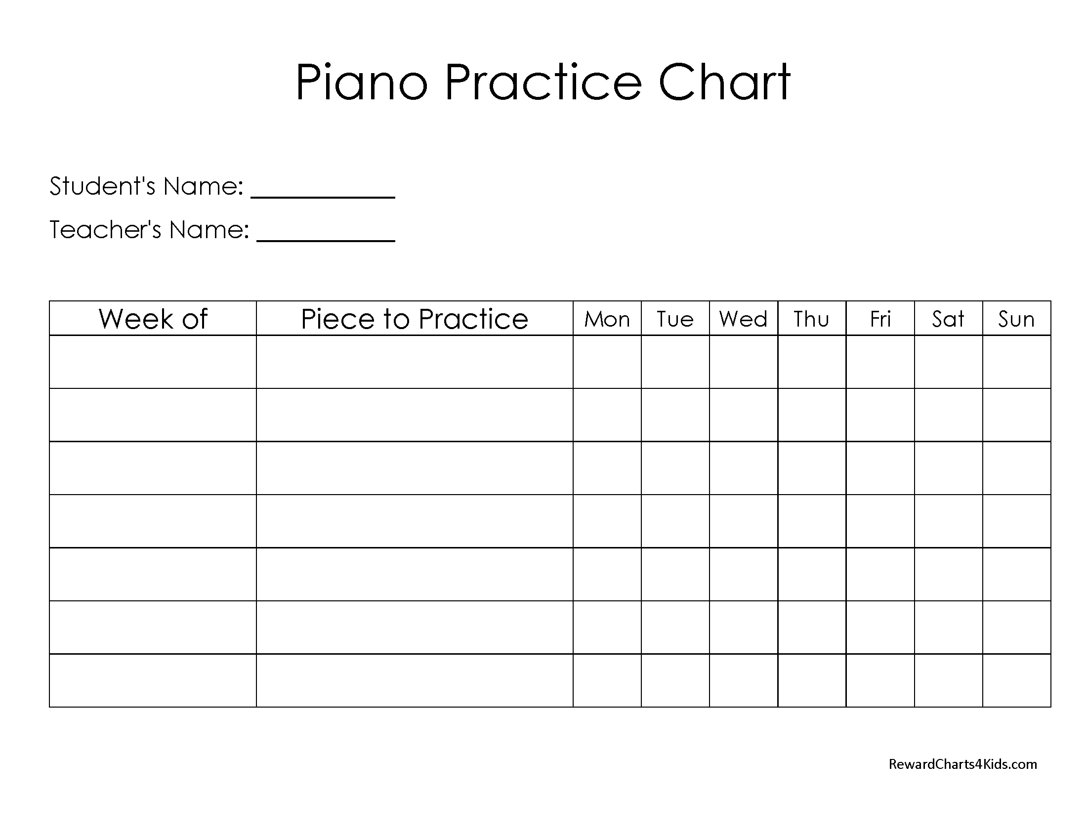 Free Piano Practice Chart | Customize Online Then Print At Home with Piano Practice Chart Printable
