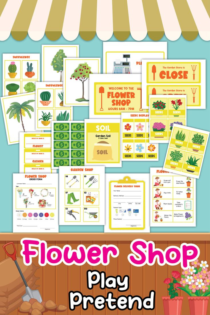 Free Preschool Pretend Play Plant Store Printable Bundle For Kids with Free Preschool Flower Shop Printables