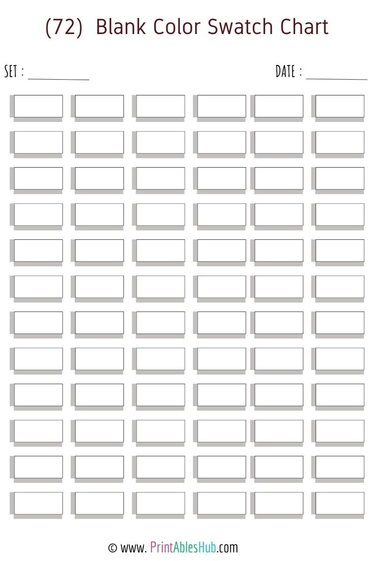 Free Printable (24, 50, 72, 80, 100, 120, 150, 168) Blank Color regarding Blank Color Chart Printable