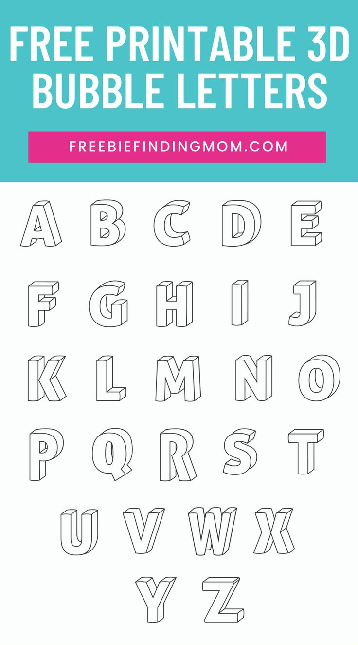 Free Printable 3D Bubble Letters Alphabet with Free Printable 3D Alphabet Letters